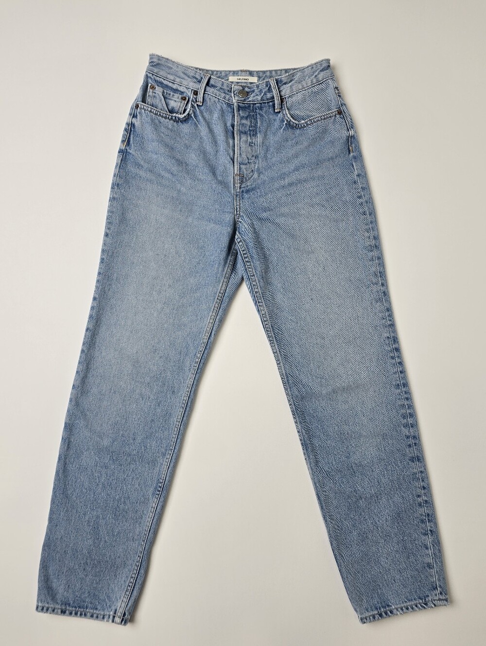 GRLFRND Devon High Rise Straight Jeans Button Fly Distressed Size 27